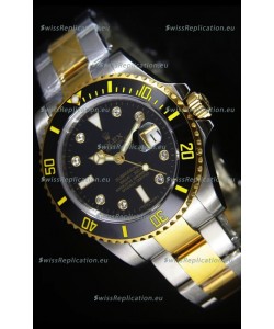 Rolex Submariner Swiss Watch in Black Dial Diamonds Hour Markers
