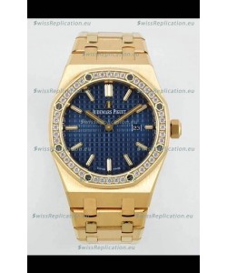 Audemars Piguet Royal Oak 33MM Yellow Gold Blue Dial 1:1 Mirror Replica Watch