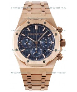 Audemars Piguet Royal Oak Chronograph 1:1 Mirror Replica - Rose Gold Casing Blue Dial in 41MM