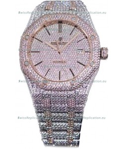 Audemars Piguet Royal Oak 15400 Iced Out Stick Markers Dial in Two Tone Rose Gold Casing Swiss Replica Watch