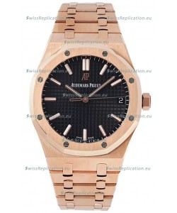 Audemars Piguet Royal Oak 37MM Black Dial Rose Gold Watch in 3120 Movement - 1:1 Mirror Replica