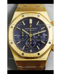 Audemars Piguet Royal Oak Chronograph Yellow Gold Blue Dial Steel Strap Swiss Replica Watch