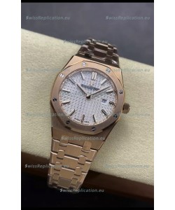 Audemars Piguet Royal Oak 33MM 904L Rose Gold White Dial 1:1 Mirror Replica Watch