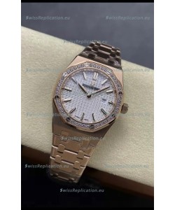Audemars Piguet Royal Oak 33MM 904L Rose Gold White Dial 1:1 Mirror Replica Watch