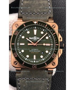 Bell & Ross BR03-92 Diver Rose Gold Green Dial Swiss Replica Watch 1:1 Mirror Replica