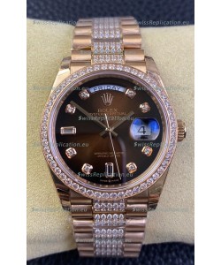 Rolex Day Date Presidential M128345rbr-0041 18K Rose Gold Watch 36MM - Brown Dial 1:1 Mirror Quality