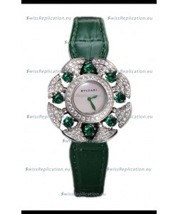 Bvlgari Divas's Dream Edition Watch in Steel Casing - Diamonds Paved Bezel Swiss Replica