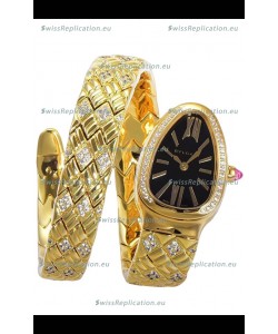 Bvlgari Serpenti Edition Yellow Gold Casing Black Dial Watch in 1:1 Mirror Quality