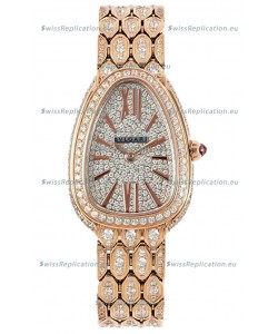 Bvlgari Serpenti Seduttori Edition Watch in Diamonds Paved Yellow Gold Casing - 1:1 Mirror Replica