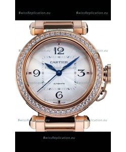 Pasha De Cartier 1:1 Mirror Quality Automatic Swiss Replica Watch 35MM Rose Gold