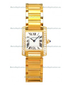 Cartier Tank Francaise Yellow Gold Diamonds Bezel Swiss Quartz Replica Watch 25.70MM