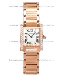 Cartier Tank Francaise Rose Gold Diamonds Bezel Swiss Quartz Replica Watch 25.70MM