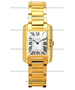 Cartier Tank Anglaise Yellow Gold Watch in Steel Strap Swiss Quartz Watch 30MM