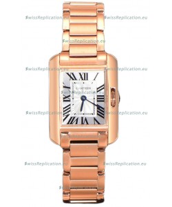 Cartier Tank Anglaise Rose Gold Watch in Steel Strap Swiss Quartz Watch 30MM