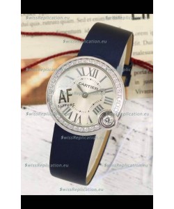 Ballon Blanc De Cartier Swiss Quartz Replica Watch in Steel Casing Fabric Strap 