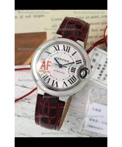 Ballon De Cartier Swiss Automatic 1:1 Mirror Quality Brown Strap 33MM in Steel Casing 