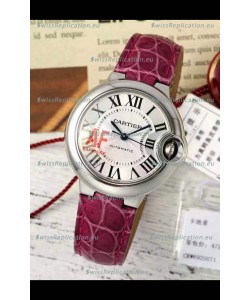 Ballon De Cartier Swiss Automatic 1:1 Mirror Quality Pink Strap 33MM in Steel Casing