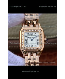 Cartier PANTHERE Edition 1:1 Mirror Swiss Watch Rose Gold White Dial - Diamonds Bezel