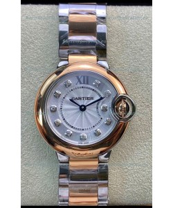 Ballon De Cartier Swiss Quartz 1:1 Mirror Quality 28MM in 2 Tone Rose Gold Casing