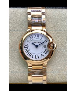 Ballon De Cartier Swiss Quartz 1:1 Mirror Quality 28MM in Rose Gold Casing