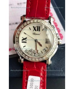 Chopard Happy Stainless Steel Swiss Quartz Watch 1:1 Mirror Replica - Genuine Diamonds 