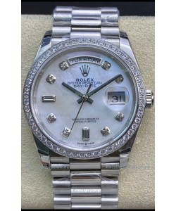 Rolex Day Date Presidential 904L Steel 36MM - White Pearl Dial 1:1 Mirror Quality Watch