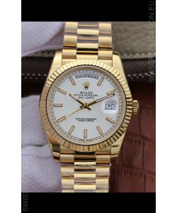 Rolex Day Date Presidential 904L Steel Yellow Gold 40MM - White Dial 1:1 Mirror Quality Watch