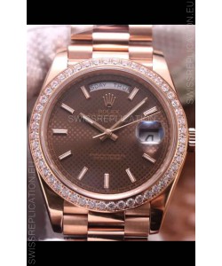 Rolex Day Date Presidential 904L Steel Rose Gold 40MM - Brown Dial 1:1 Mirror Quality Watch