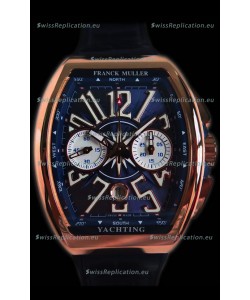 Franck Muller Vanguard Chronograph 18K Pink Gold Blue Dial Swiss Watch 