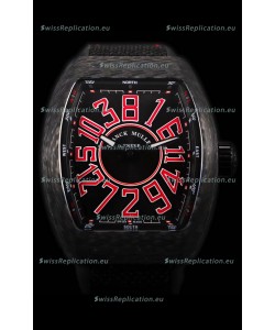 Franck Muller Vanguard Carbon Casing Red Indexes Swiss Watch
