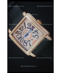 Franck Muller Conquistador King Automatic Watch in Pink Gold with Nylon Strap