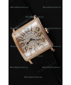 Franck Muller Master of Sqaure Ladies Quartz Replica Watch in Pink Gold Case