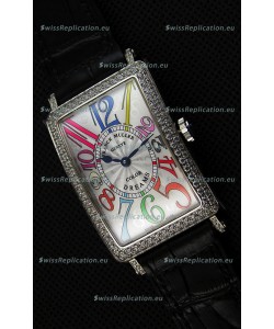 Franck Muller Long Island Color Dreams Ladies Swiss Replica Watch - Black Strap