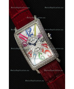 Franck Muller Long Island Color Dreams Ladies Swiss Replica Watch - Red Strap