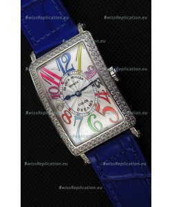 Franck Muller Long Island Color Dreams Ladies Swiss Replica Watch - Blue Strap