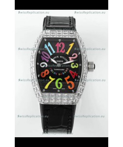 Franck Muller Vanguard V32 Black Dial - Color Dreams with Diamonds Casing Swiss Replica