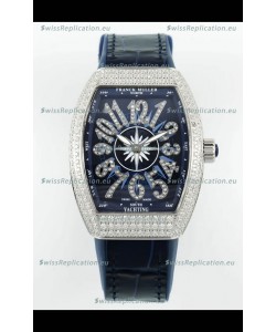 Franck Muller Vanguard V32 Blue Dial - Diamonds Casing Swiss Replica Watch