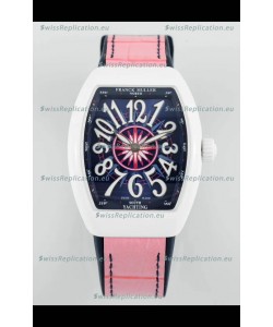 Franck Muller Vanguard Yachting V32 Ceramic Casing Pink Dial/Strap Swiss Replica Watch 
