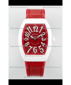 Franck Muller Vanguard Yachting V32 Ceramic Casing Red Dial/Strap Swiss Replica Watch 