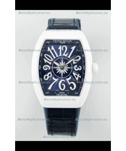Franck Muller Vanguard Yachting V32 Ceramic Casing Blue Dial/Strap Swiss Replica Watch 