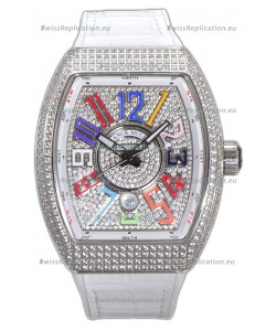 Franck Muller Vanguard V45 Diamonds Dial/Casing - Color Dreams Markers Swiss Watch 