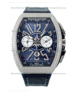 Franck Muller Vanguard V45 Chronograph 904L Steel Blue Dial with Diamonds Swiss Watch