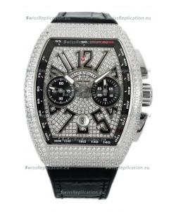 Franck Muller Vanguard V45 Chronograph 904L Steel Diamonds Embedded Dial Swiss Replica
