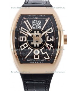 Franck Muller Vanguard Encrypto BTC V45 Rose Gold Casing Swiss Replica Watch