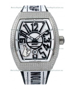 Franck Muller "Fr2nck" Vanguard Rabbit Edition Swiss Replica Watch in Diamonds Bezel