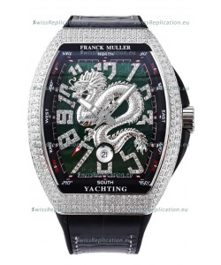 Franck Muller Vanguard Yachting Dragon V45 Green Dial in Diamonds Bezel Swiss Replica