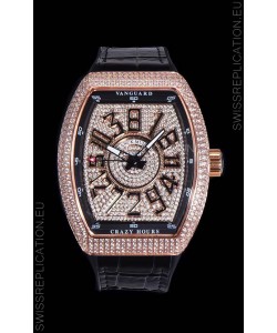 Franck Muller Vanguard Crazy Hours Edition in Rose Gold Plating - Black Numerals