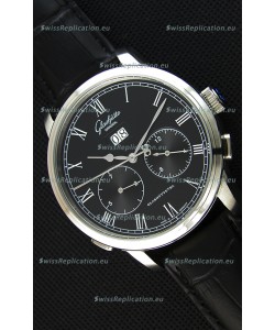 Glashuette Dual Sub Dial Japanese Replica Watch in Black Dial