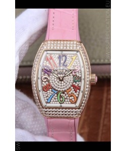 Franck Muller Vanguard Ladies 1:1 Mirror Swiss Replica Watch 32MM Wide Rose Gold Casing