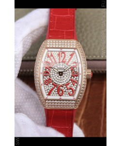 Franck Muller Vanguard Ladies 1:1 Mirror Swiss Replica Watch 32MM Wide Rose Gold Casing
